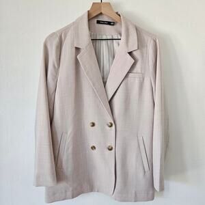 Doe & Rae Plaid Double Breasted Blazer Jacket M Blush Pink‎